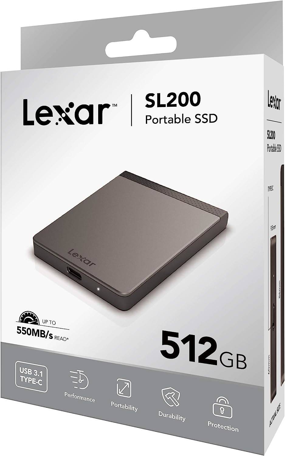 Lexar 512GB SL200 محرك أقراص SSD خارجي محمول USB 3.1 من النوع C Lexar 512GB SL200 محرك أقراص SSD خارجي محمول USB 3.1 من النوع C